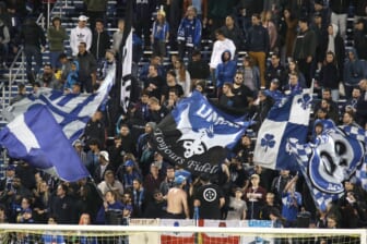 Sep 29, 2019; Montreal, Quebec, CAN; Montreal Impact fans cheer during the second half against Atlanta United at Stade Saputo. Mandatory Credit: Jean-Yves Ahern-USA TODAY Sports