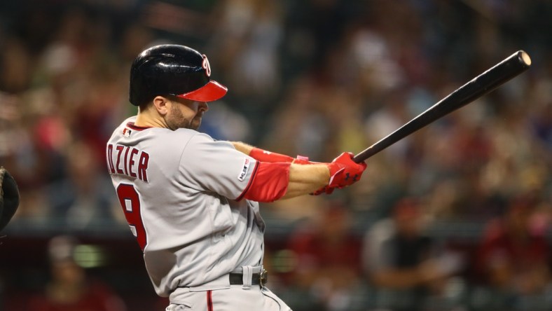 Aug 4, 2019; Phoenix, AZ, USA; Washington Nationals second baseman Brian Dozier against the Arizona Diamondbacks at Chase Field. Mandatory Credit: Mark J. Rebilas-USA TODAY Sports