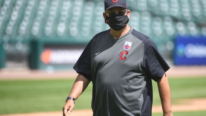 Aug 16, 2020; Detroit, Michigan, USA; Cleveland Indians manager Terry Francona during the game against the Detroit Tigers at Comerica Park. Mandatory Credit: Tim Fuller-USA TODAY Sports