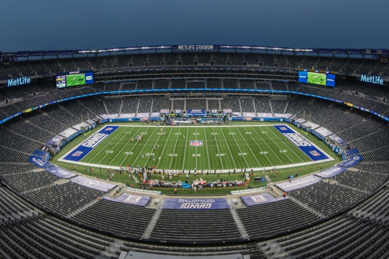 Sep 14, 2020; East Rutherford, New Jersey, USA; A general view of MetLife Stadium during the first quarter of the game between the New York Giants and the Pittsburgh Steelers. Mandatory Credit: Vincent Carchietta-USA TODAY Sports