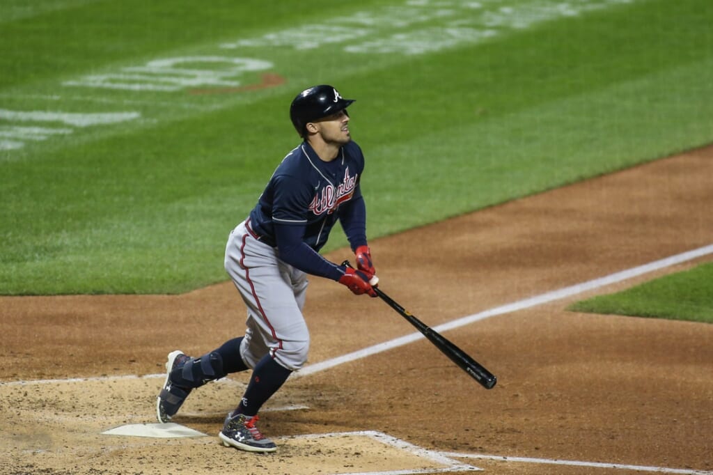 Sep 19, 2020; New York City, New York, USA;  Atlanta Braves right fielder Adam Duvall (23) at Citi Field. Mandatory Credit: Wendell Cruz-USA TODAY Sports