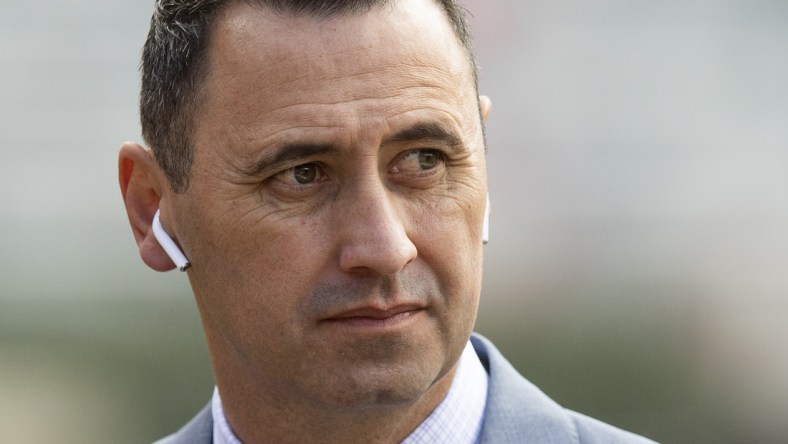 Nov 21, 2020; Tuscaloosa, Alabama, USA; Alabama Offensive Coordinator Steve Sarkisian walks the field before the Kentucky game at Bryant-Denny Stadium. Mandatory Credit: Mickey Welsh/The Montgomery Advertiser via USA TODAY Sports