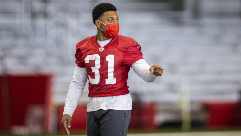 Feb 2, 2021; Tampa, FL, USA; Tampa Bay Buccaneers safety Antoine Winfield Jr. during NFL football practice, Tuesday, Feb. 2, 2021 in Tampa, Fla. The Buccaneers will face the Kansas City Chiefs in Super Bowl 55.  Mandatory Credit: Tori Richman/Handout Photo via USA TODAY Sports