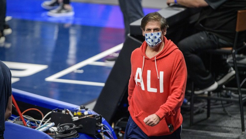 Feb 4, 2021; Dallas, Texas, USA; Dallas Mavericks owner Mark Cuban before the game between the Dallas Mavericks and the Golden State Warriors at the American Airlines Center. Mandatory Credit: Jerome Miron-USA TODAY Sports