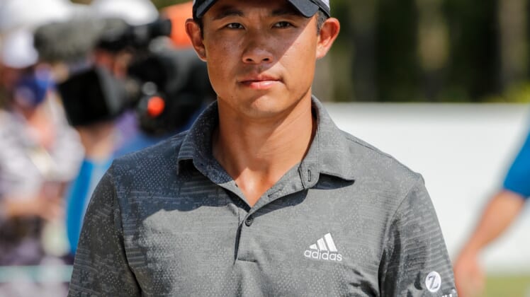 Feb 28, 2021; Bradenton, Florida, USA; Collin Morikawa walks from the third tee during the final round of World Golf Championships at The Concession golf tournament at The Concession Golf Club. Mandatory Credit: Mike Watters-USA TODAY Sports