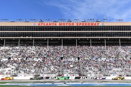 Feb 24, 2019; Hampton, GA, USA; A general view of the stands after the second stage during the Folds of Honor QuickTrip 500 at Atlanta Motor Speedway. Mandatory Credit: Adam Hagy-USA TODAY Sports
