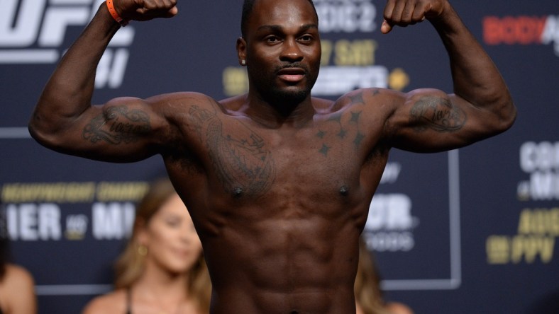 Aug 16, 2019; Anaheim, CA, USA; Derek Brunson during weigh ins for UFC 241 at Anaheim Convention Center. Mandatory Credit: Gary A. Vasquez-USA TODAY Sports