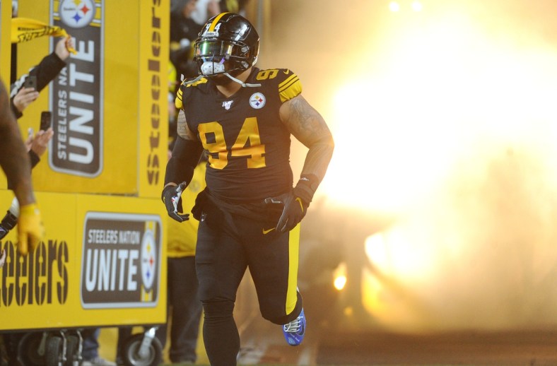 Dec 15, 2019; Pittsburgh, PA, USA; Pittsburgh Steelers defensive end Tyson Alualu (94) is introduced before playing the Buffalo Bills at Heinz Field. Mandatory Credit: Philip G. Pavely-USA TODAY Sports