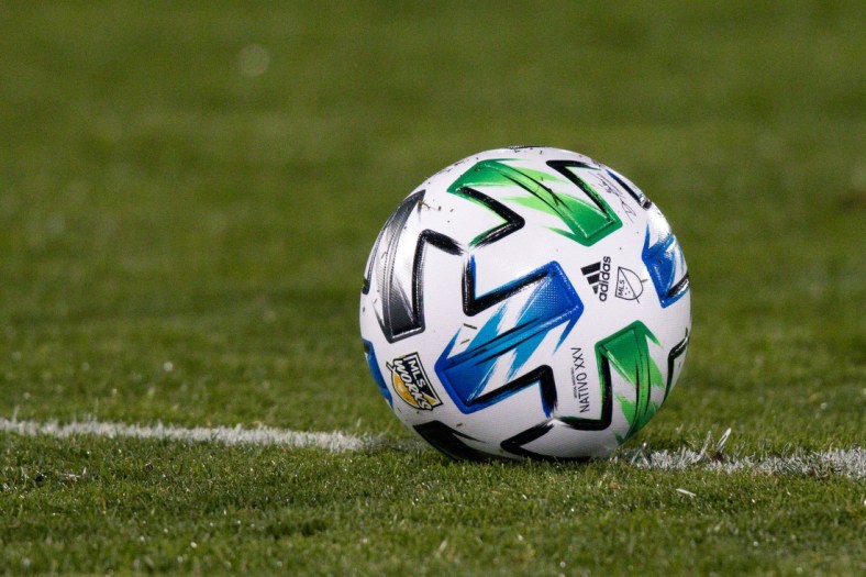 Sep 9, 2020; Commerce City, Colorado, USA; A general view of the match ball in the second half between the Colorado Rapids and the Houston Dynamo at Dick's Sporting Goods Park. Mandatory Credit: Isaiah J. Downing-USA TODAY Sports