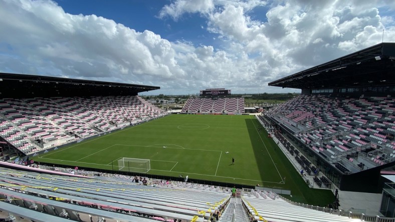 Oct 24, 2020; Fort Lauderdale, FL, Fort Lauderdale, FL, USA; A general view of the pitch prior to the match between Inter Miami CF and Orlando City at Inter Miami CF Stadium. Mandatory Credit: Jasen Vinlove-USA TODAY Sports