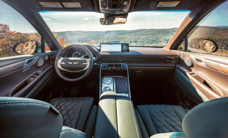 Oct 30, 2020; Hudson Valley, NY, USA; Handout photo from automaker Genesis showing the 2021 GV80. Genesis confirms that Tiger Woods was driving the Genesis GV80 SUV when he crashed in the L.A. area: "Genesis was saddened to learn that Tiger Woods had been in an accident in a GV80. Our thoughts and prayers are with Tiger and his family at this time." Mandatory Credit: Handout/Genesis via USA TODAY Network