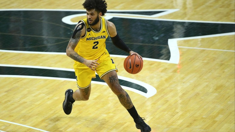 Mar 7, 2021; East Lansing, Michigan, USA; Michigan Wolverines forward Isaiah Livers (2) during the first half against the Michigan State Spartans at Jack Breslin Student Events Center. Mandatory Credit: Tim Fuller-USA TODAY Sports