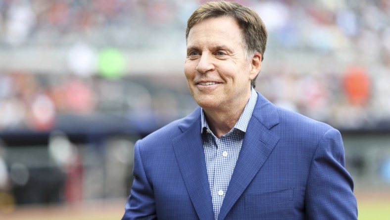 Jun 22, 2018; Atlanta, GA, USA; Sportscaster Bob Costas on the field before a game between the Atlanta Braves and Baltimore Orioles at SunTrust Park. Mandatory Credit: Brett Davis-USA TODAY Sports