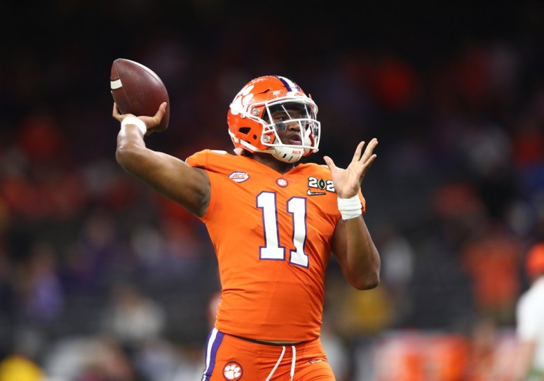 Jan 13, 2020; New Orleans, Louisiana, USA; Clemson Tigers quarterback Taisun Phommachanh (11) in the College Football Playoff national championship game at Mercedes-Benz Superdome. Mandatory Credit: Mark J. Rebilas-USA TODAY Sports