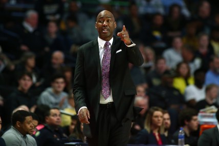 Feb 11, 2020; Winston-Salem, North Carolina, USA; Wake Forest Demon Deacons head coach Danny Manning gives instructions during the first half against the North Carolina Tar Heels at Lawrence Joel Veterans Memorial Coliseum. Mandatory Credit: Jeremy Brevard-USA TODAY Sports