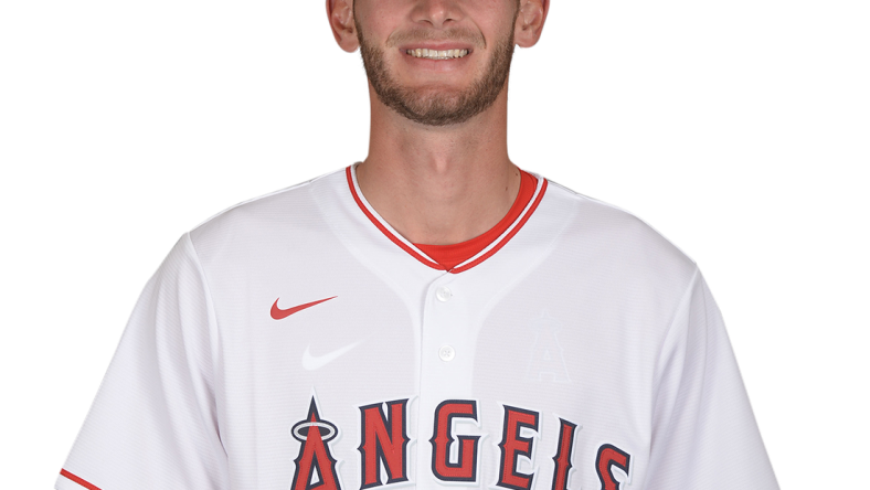 Feb 18, 2020; Tempe, Arizona, USA; Los Angeles Angels pitcher Kyle Keller poses for a photo during media day at Tempe Diablo Stadium. Mandatory Credit: Joe Camporeale-USA TODAY Sports