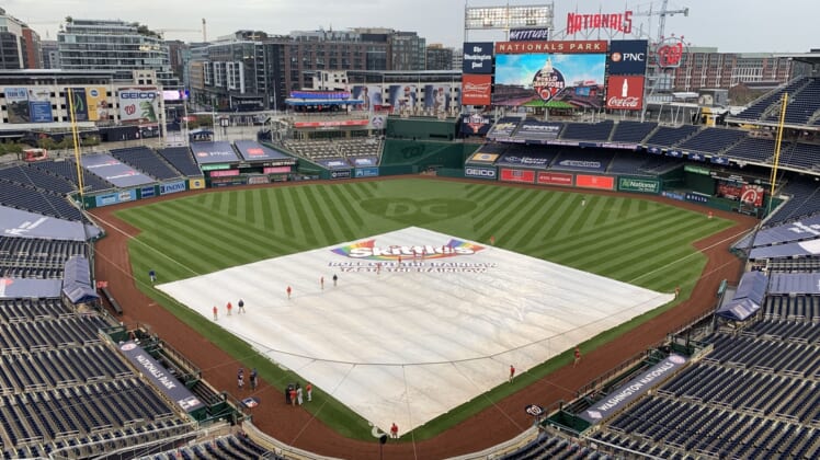 Sep 25, 2020; Washington, District of Columbia, USA; A general view after the game between the New York Mets and Washington Nationals was postponed due to weather at Nationals Park. Mandatory Credit: Brad Mills-USA TODAY Sports