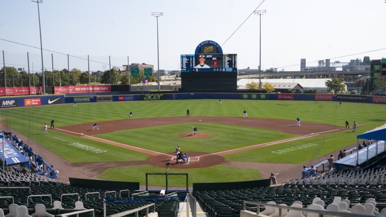 Sep 27, 2020; Buffalo, New York, USA; A general view of Sahlen Field during the first inning of the game between the Baltimore Orioles and the Toronto Blue Jays. Mandatory Credit: Gregory Fisher-USA TODAY Sports