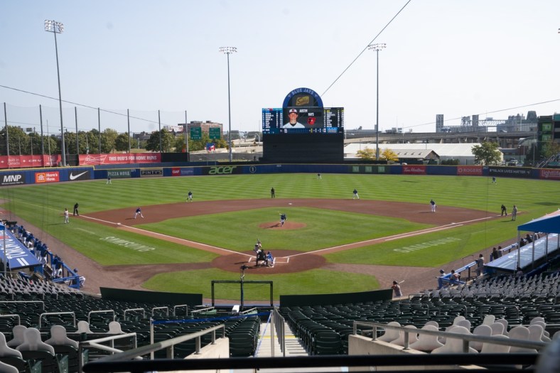Sep 27, 2020; Buffalo, New York, USA; A general view of Sahlen Field during the first inning of the game between the Baltimore Orioles and the Toronto Blue Jays. Mandatory Credit: Gregory Fisher-USA TODAY Sports