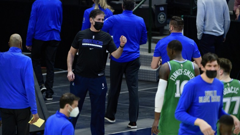 Feb 22, 2021; Dallas, Texas, USA; Dallas Mavericks owner Mark Cuban after the game between the Dallas Mavericks and the Memphis Grizzlies at the American Airlines Center. Mandatory Credit: Jerome Miron-USA TODAY Sports