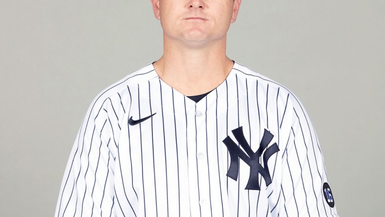 Mar 1, 2021; Tampa, FL, USA; New York Yankees Justin Wilson (34) poses during media day at Steinbrenner Field. Mandatory Credit: MLB Photos via USA Today Sports