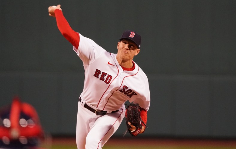 Apr 5, 2021; Boston, Massachusetts, USA; Boston Red Sox starting pitcher Nick Pivetta (37) throws a pitch against the Tampa Bay Rays in the first inning at Fenway Park. Mandatory Credit: David Butler II-USA TODAY Sports