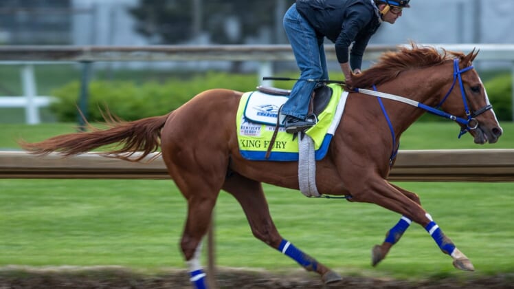 King Fury, trained by Kenny McPeek, puts in a final workout at Churchill Downs before the Kentucky Derby . April 24, 2021Aj4t5983