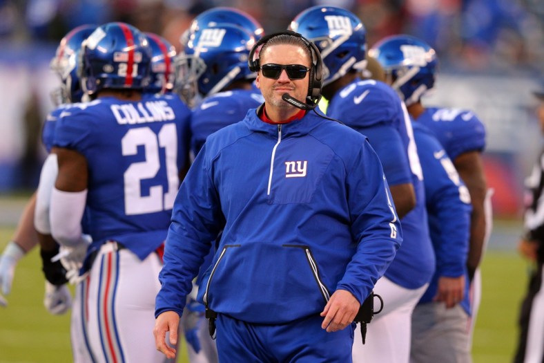 Nov 19, 2017; East Rutherford, NJ, USA; New York Giants head coach Ben McAdoo before the start of overtime against the Kansas City Chiefs at MetLife Stadium. Mandatory Credit: Brad Penner-USA TODAY Sports