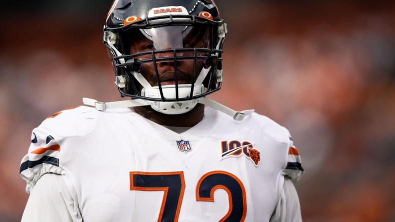 Sep 15, 2019; Denver, CO, USA; Chicago Bears offensive tackle Charles Leno Jr. (72) in the second quarter against the Denver Broncos at Empower Field at Mile High. Mandatory Credit: Isaiah J. Downing-USA TODAY Sports