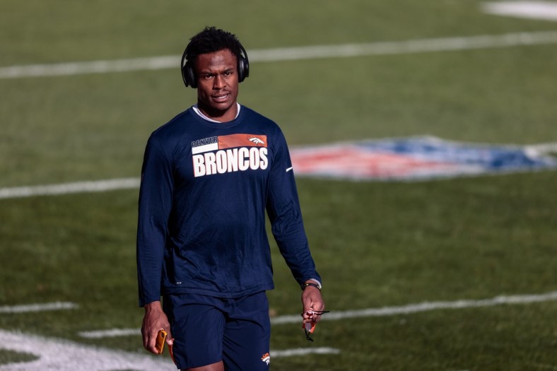 Nov 22, 2020; Denver, Colorado, USA; Denver Broncos wide receiver DaeSean Hamilton (17) before the game against the Miami Dolphins at Empower Field at Mile High. Mandatory Credit: Isaiah J. Downing-USA TODAY Sports