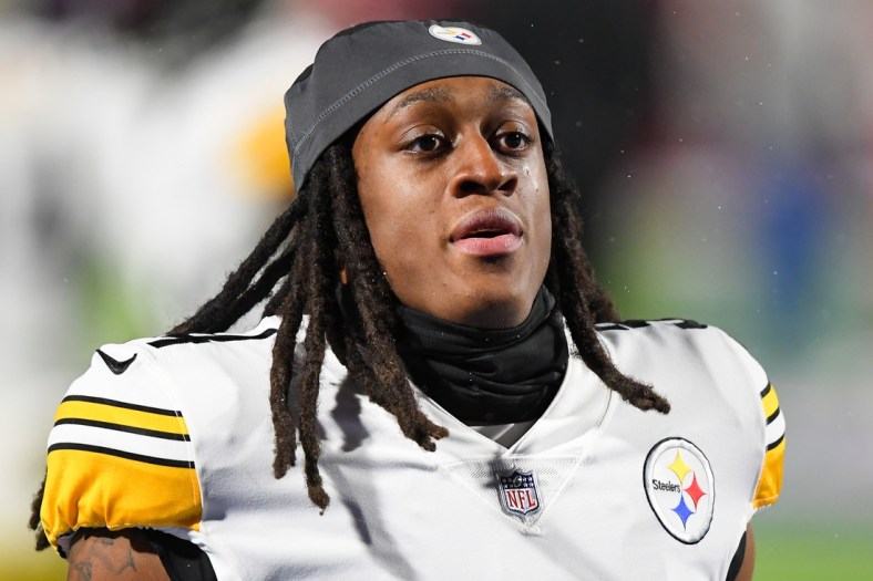 Dec 13, 2020; Orchard Park, New York, USA; Pittsburgh Steelers strong safety Terrell Edmunds (34) prior to the game against the Buffalo Bills at Bills Stadium. Mandatory Credit: Rich Barnes-USA TODAY Sports