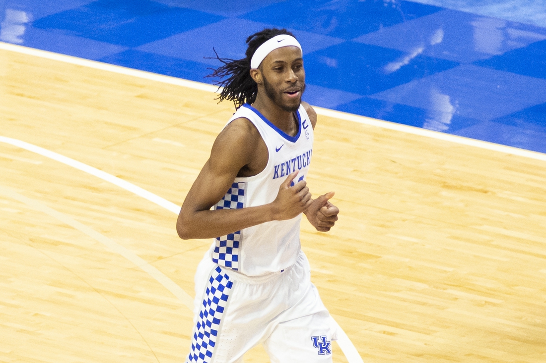 Mar 6, 2021; Lexington, Kentucky, USA; Kentucky Wildcats forward Isaiah Jackson (23) runs down the court during the second half of the game against the South Carolina Gamecocks at Rupp Arena at Central Bank Center. Mandatory Credit: Arden Barnes-USA TODAY Sports