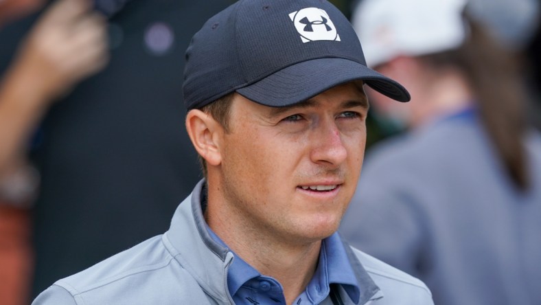 Apr 4, 2021; San Antonio, Texas, USA; Jordan Spieth before the final round of the Valero Texas Open golf tournament. Mandatory Credit: Daniel Dunn-USA TODAY Sports