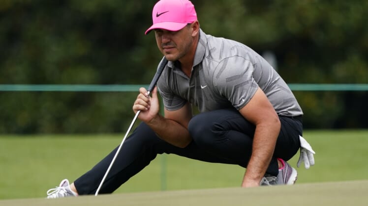 Apr 8, 2021; Augusta, Georgia, USA; Brooks Koepka on the 17th green during the first round of The Masters golf tournament. Mandatory Credit: Michael Madrid-USA TODAY Sports