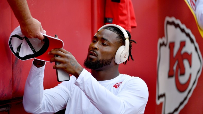 Aug 24, 2019; Kansas City, MO, USA; Kansas City Chiefs defensive back Bashaud Breeland (21) signs autographs before the game against the San Francisco 49ers at Arrowhead Stadium. Mandatory Credit: Denny Medley-USA TODAY Sports