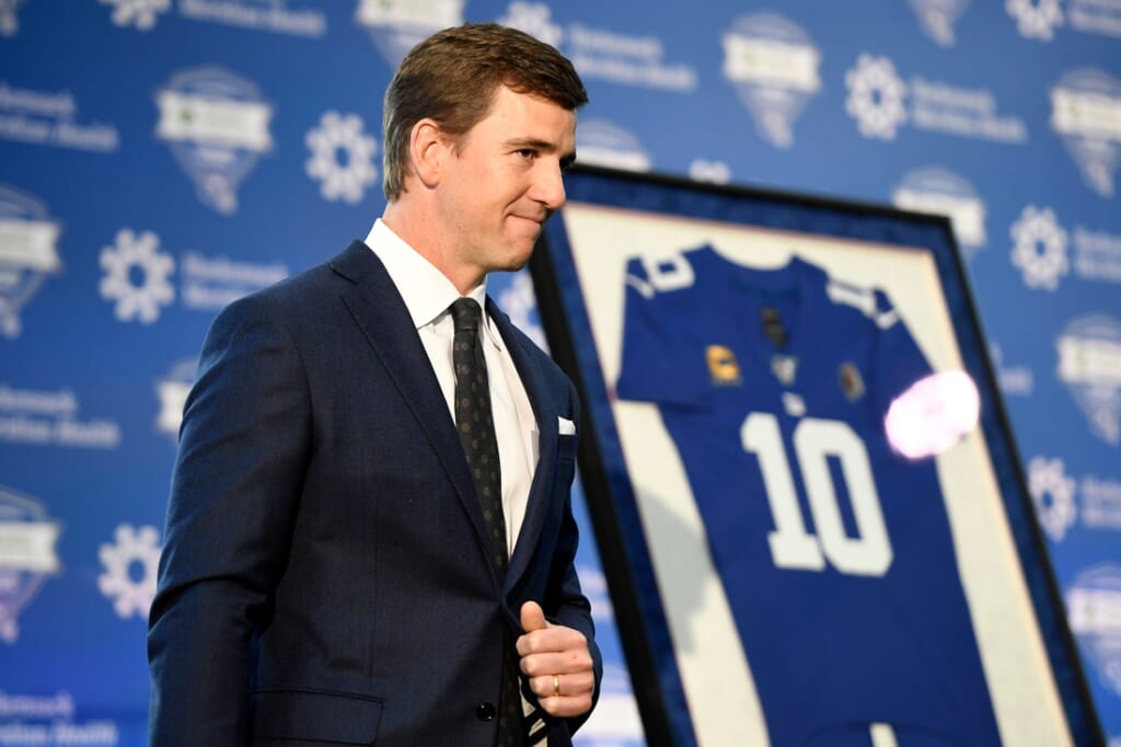 New York Giants quarterback Eli Manning announces his retirement during a press conference at Quest Diagnostics Training Center on Friday, Jan. 24, 2020, in East Rutherford.Eli Manning Retirement