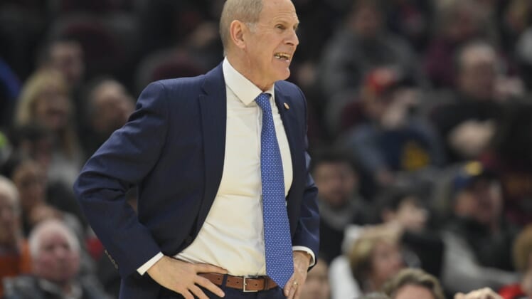 Feb 9, 2020; Cleveland, Ohio, USA; Cleveland Cavaliers head coach John Beilein reacts in the second quarter against the LA Clippers at Rocket Mortgage FieldHouse. Mandatory Credit: David Richard-USA TODAY Sports