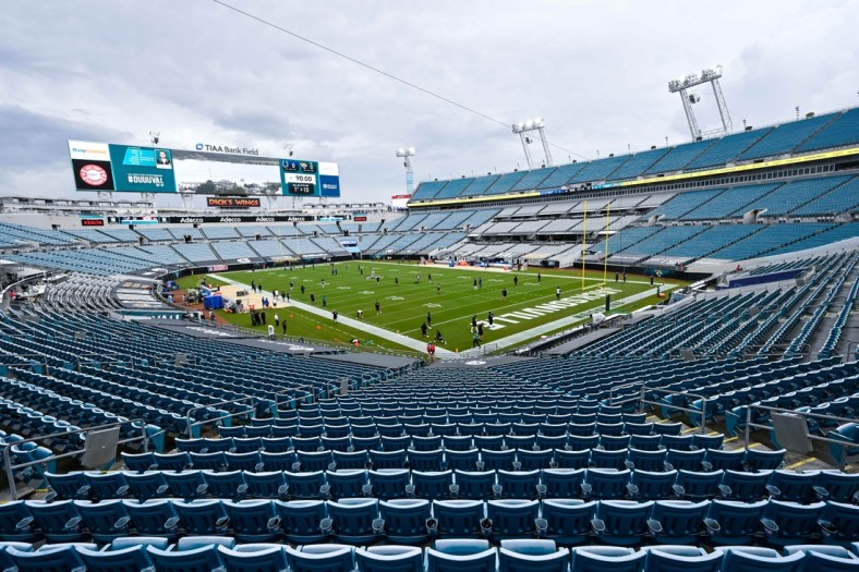 Sep 13, 2020; Jacksonville, Florida, USA; General view of the stadium prior to the game between the Jacksonville Jaguars and the Indianapolis Colts at TIAA Bank Field. Mandatory Credit: Douglas DeFelice-USA TODAY Sports