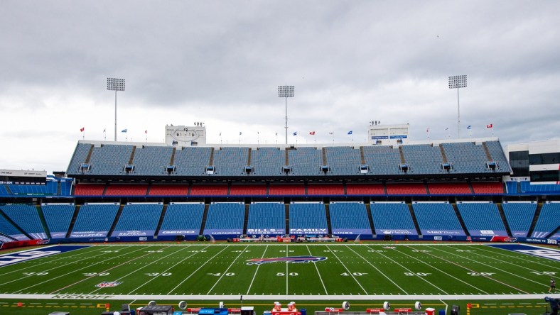 Sep 13, 2020; Orchard Park, New York, USA; General view of Bills Stadium prior to the game between the New York Jets and the Buffalo Bills. Mandatory Credit: Rich Barnes-USA TODAY Sports