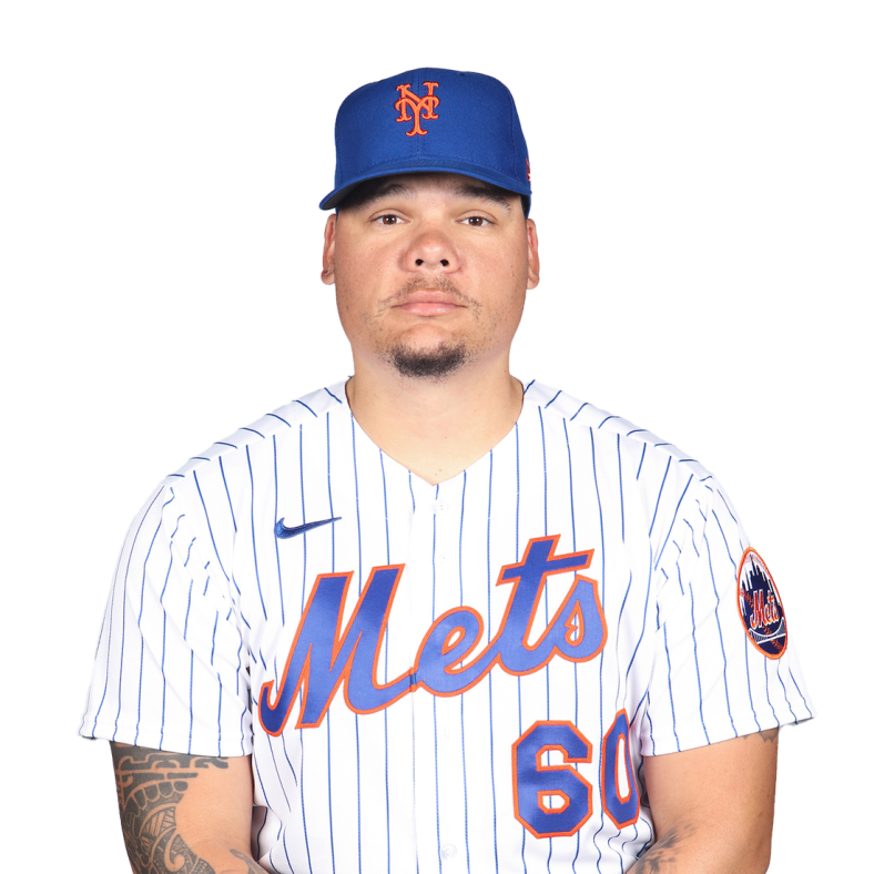 Mar 1, 2021; Port St. Lucie, FL, USA; New York Mets Bruce Maxwell #60 poses during media day at Clover Park. Mandatory Credit: MLB photos via USA TODAY Sports