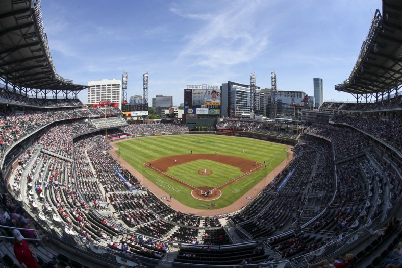 May 22, 2021; Atlanta, Georgia, USA; General view of Truist Park in the first inning of a game between the Atlanta Braves and Pittsburgh Pirates. Mandatory Credit: Brett Davis-USA TODAY Sports