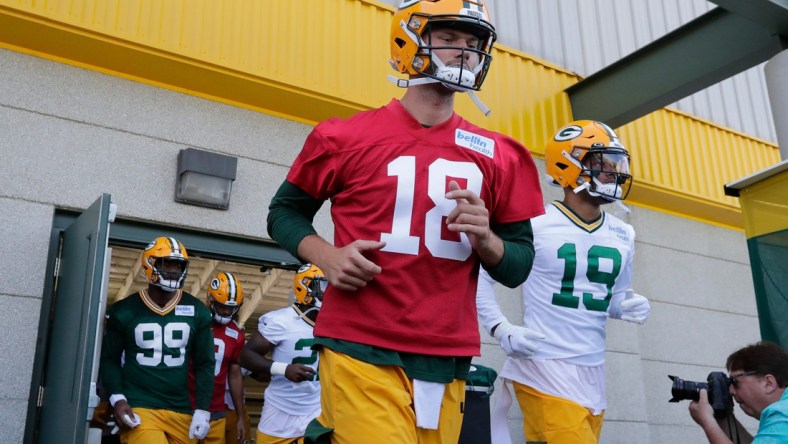 Green Bay Packers quarterback Jake Dolegala (18) participates in minicamp practice Tuesday, June 8, 2021, in Green Bay, Wis. Dan Powers/USA TODAY NETWORK-Wisconsin

Cent02 7g532x6qxbt1ks68o71c Original