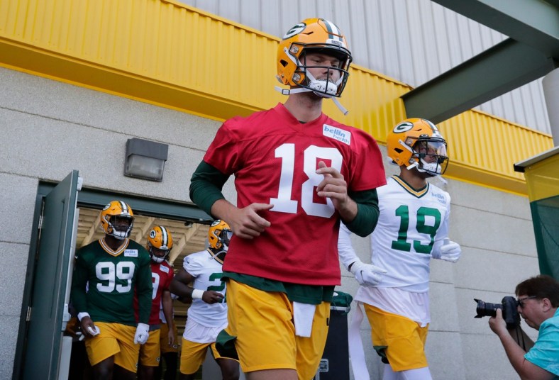Green Bay Packers quarterback Jake Dolegala (18) participates in minicamp practice Tuesday, June 8, 2021, in Green Bay, Wis. Dan Powers/USA TODAY NETWORK-Wisconsin

Cent02 7g532x6qxbt1ks68o71c Original