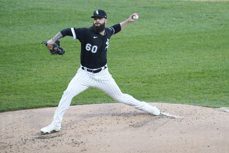 Jun 10, 2021; Chicago, Illinois, USA; Chicago White Sox starting pitcher Dallas Keuchel (60) throws a pitch against the Toronto Blue Jays during the second inning at Guaranteed Rate Field. Mandatory Credit: David Banks-USA TODAY Sports