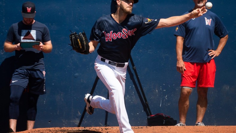 WORCESTER - Red Sox pitcher Chris Sale throws a bullpen session at Polar Park on Friday, June 18, 2021.

Spt Salebullpen 4