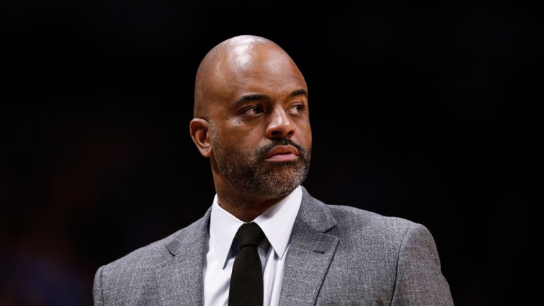 Dec 29, 2019; Denver, Colorado, USA; Denver Nuggets assistant coach Wes Unseld Jr. in the second quarter against the Sacramento Kings at the Pepsi Center. Mandatory Credit: Isaiah J. Downing-USA TODAY Sports