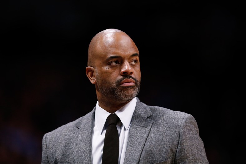 Dec 29, 2019; Denver, Colorado, USA; Denver Nuggets assistant coach Wes Unseld Jr. in the second quarter against the Sacramento Kings at the Pepsi Center. Mandatory Credit: Isaiah J. Downing-USA TODAY Sports