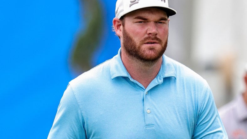 Apr 24, 2021; Avondale, Louisiana, USA;  Grayson Murray walks the fairway from  the 1st tee during the third round of the Zurich Classic of New Orleans golf tournament. Mandatory Credit: Stephen Lew-USA TODAY Sports