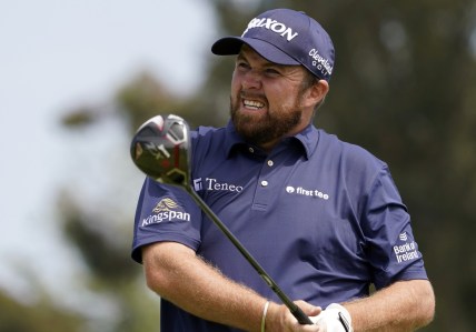 Jun 18, 2021; San Diego, California, USA; Shane Lowry plays his shot from the 15th tee during the second round of the U.S. Open golf tournament at Torrey Pines Golf Course. Mandatory Credit: Michael Madrid-USA TODAY Sports