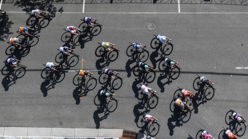 General view of cyclists at USA Cycling Pro Road National Championship on Sunday, June 20, 2021.